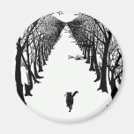 Black Cat on a Lonely Trail Artwork Magnets