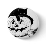 Black Cat On A Pumpkin Pins