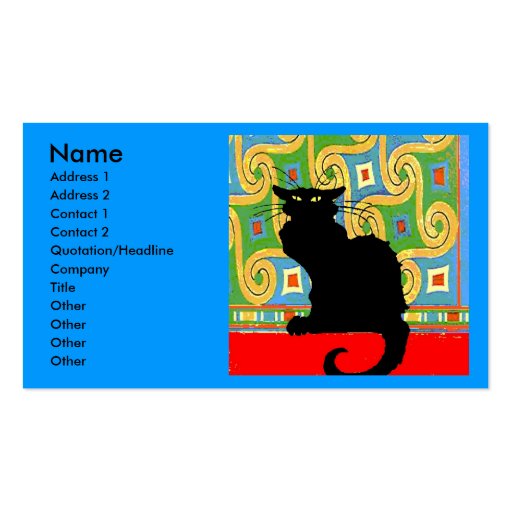 Black Cat on Abstract Business Card Templates (front side)