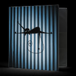 Black Cat on Black & Blue Stripes binders