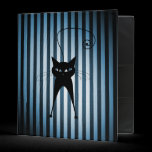 Black Cat on Black & Blue Stripes binders