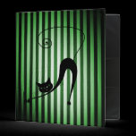 Black Cat on Black & Green Stripes binders