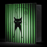 Black Cat on Black & Green Stripes binders