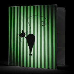 Black Cat on Black & Green Stripes binders