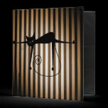 Black Cat on Black & Orange Stripes binders