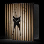 Black Cat on Black & Orange Stripes binders