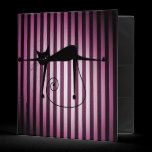 Black Cat on Black & Pink Stripes binders
