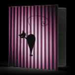 Black Cat on Black & Pink Stripes binders