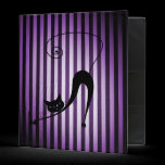 Black Cat on Black & Purple Stripes binders