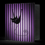 Black Cat on Black & Purple Stripes binders