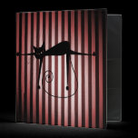 Black Cat on Black & Red Stripes binders