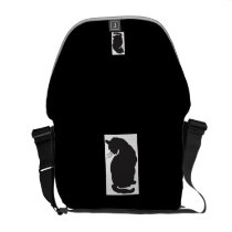 Black Cat on Black Rickshaw Messenger Bag