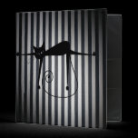 Black Cat on Black & White Stripes binders
