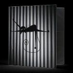 Black Cat on Black & White Stripes binders