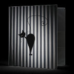 Black Cat on Black & White Stripes binders