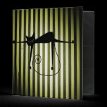 Black Cat on Black & Yellow Stripes binders