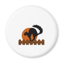 Black Cat On Fence magnets
