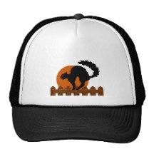 Black Cat On Fence Trucker Hats