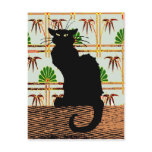 Black Cat on Japanese Wall Paper postcards