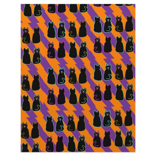 Black cat on orange and purple stripes pages letterhead