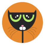 Black Cat on Orange - Sticker