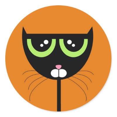 Cute, simple design of a black kitty and orange background - a perfect 