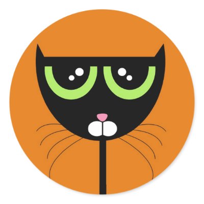 Cute, simple design of a black kitty and orange background - a perfect 