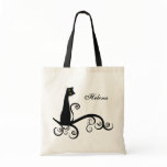 Black Cat On Swirly Branch Personalized bags