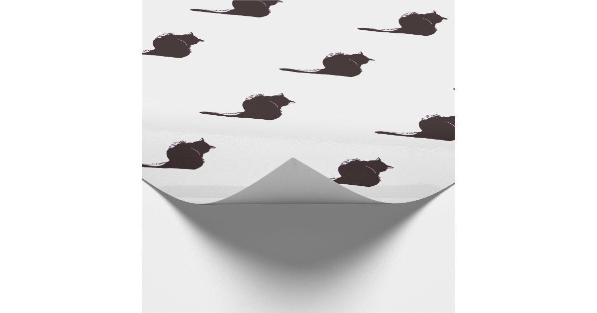 Black Cat On White Wrapping Paper Zazzle