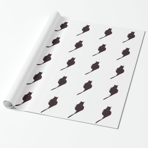 Black Cat On White Wrapping Paper Zazzle