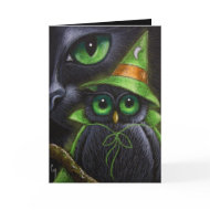 BLACK CAT & OWL - HALLOWEEN Card card