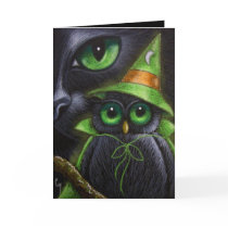 BLACK CAT & OWL - HALLOWEEN Card