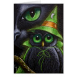 BLACK CAT & OWL - HALLOWEEN Card