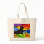 Black Cat Painting Butterflies Art - Multi