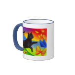 Black Cat Painting Butterflies Art - Multi Mugs