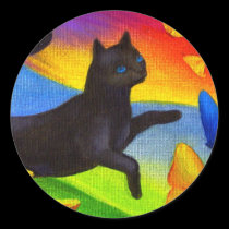 Black Cat Painting Butterflies Art - Multi stickers