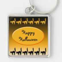 Black Cat Parade Halloween Design Keychain