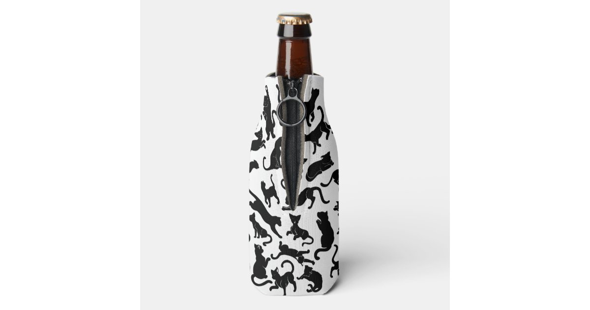 Black Cat Pattern Bottle Cooler Zazzle