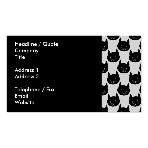 Black Cat Pattern on Light Gray. Business Card Templates (back side)