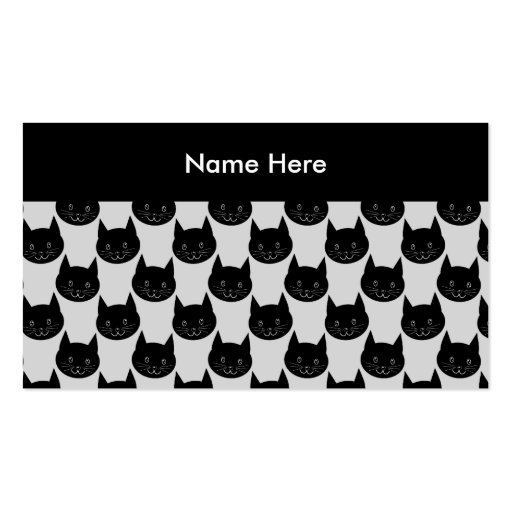 Black Cat Pattern on Light Gray. Business Card Templates (front side)