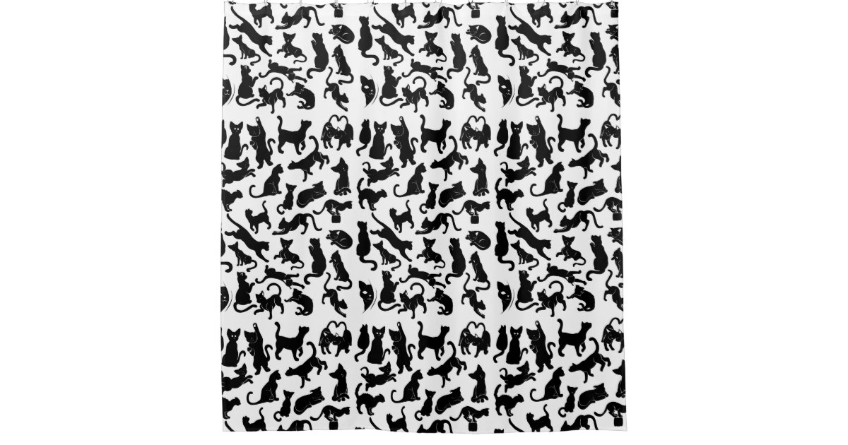 Black Cat Pattern Shower Curtain Zazzle