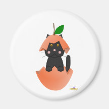 Black Cat Peach Fridge Magnets