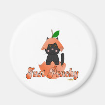 Black Cat Peach Just Peachy Fridge Magnets