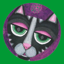 Black Cat & POlka Dots - feline stickers by folkartblonde Black Cat & POlka Dots - feline stickers