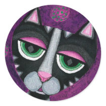 Black Cat & POlka Dots - feline stickers by folkartblonde Black Cat & POlka Dots - feline stickers