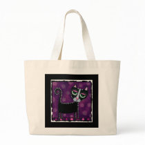 Black Cat & Polka Dots - funky tote bag by folkartblonde Black Cat & Polka Dots - funky tote bag