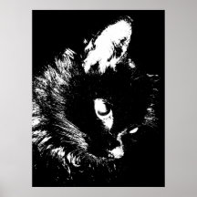 Black Cat Pop Art Poster Print - Cat Posters