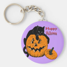Black Cat Pumpkin Keychains