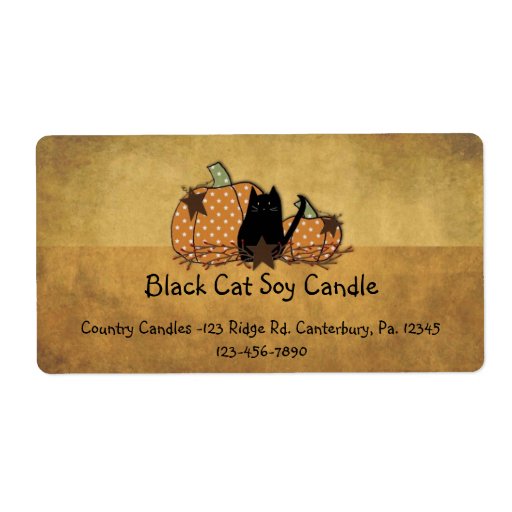 Black Cat & Pumpkin Label