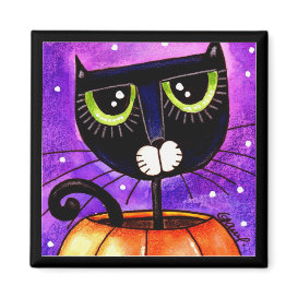 Black Cat & Pumpkin - Magnet magnet